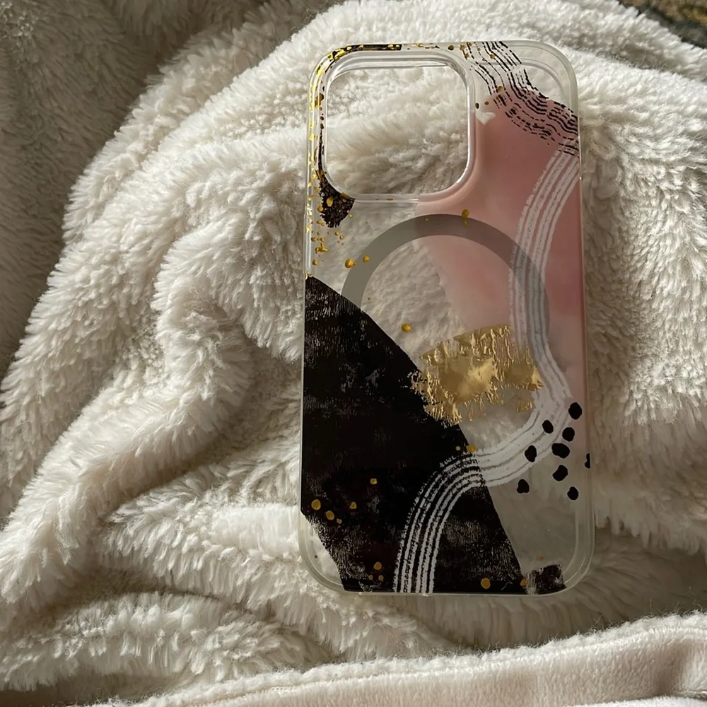 HEYDAY UEC Phone Case For iPhone 13 Clear Gold Black Abstract